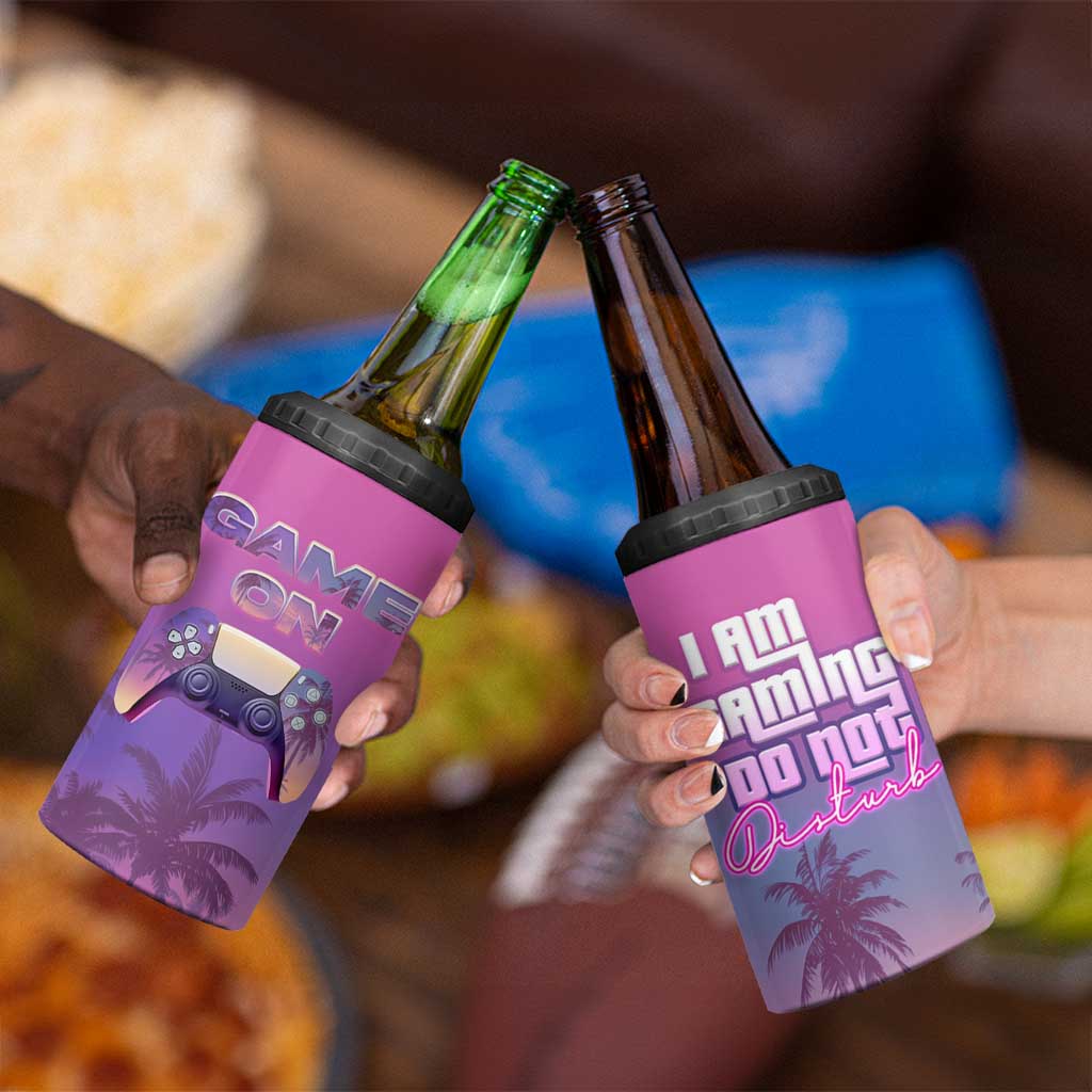 Funny Gamer 4 in 1 Can Cooler Tumbler I Am Gaming Do Not Disturb Game On - Wonder Print Shop