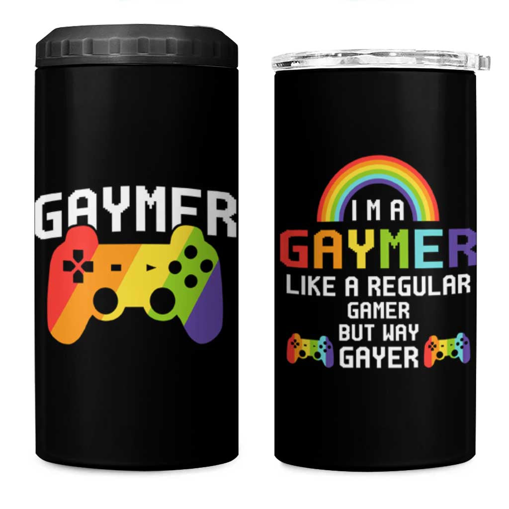 Funny LGBT Gay Gamer 4 in 1 Can Cooler Tumbler Gaymer Like A Regular Gamer But Way Gayer - Wonder Print Shop