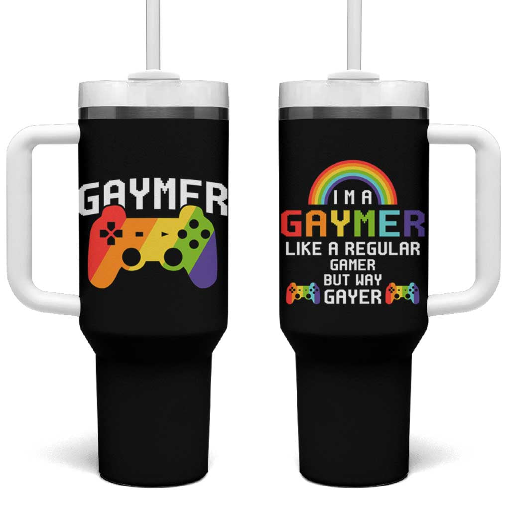 Funny LGBT Gay Gamer Tumbler With Handle Gaymer Like A Regular Gamer But Way Gayer - Wonder Print Shop