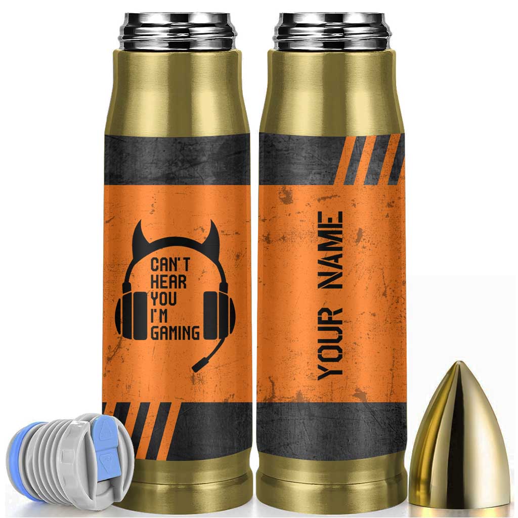 Personalized Gamer Bullet Tumbler Custom Name Can't Hear You I'm Gaming