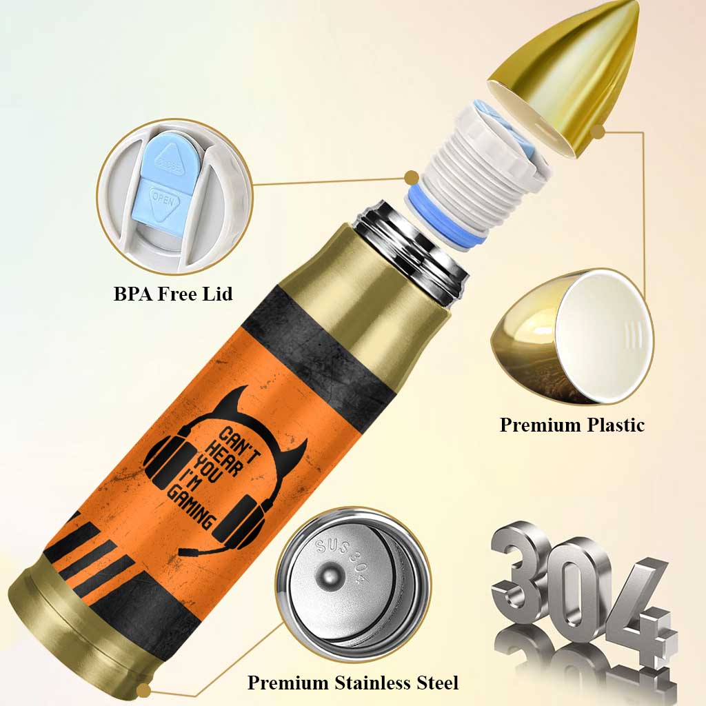 Personalized Gamer Bullet Tumbler Custom Name Can't Hear You I'm Gaming
