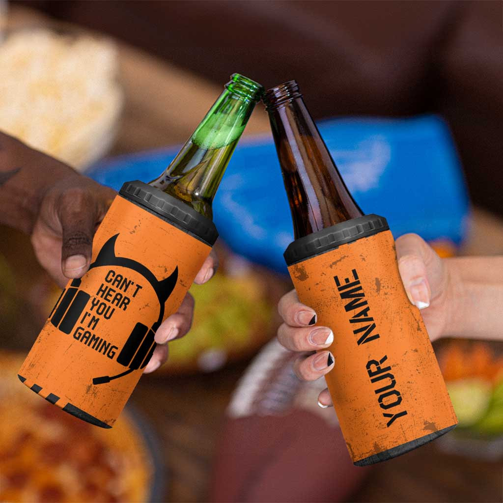 Personalized Gamer 4 in 1 Can Cooler Tumbler Custom Name Can't Hear You I'm Gaming - Wonder Print Shop