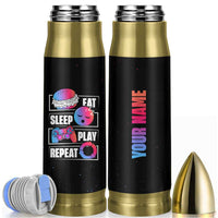 Personalized Gamer Bullet Tumbler Custom Name Eat Sleep Gaming Repeat