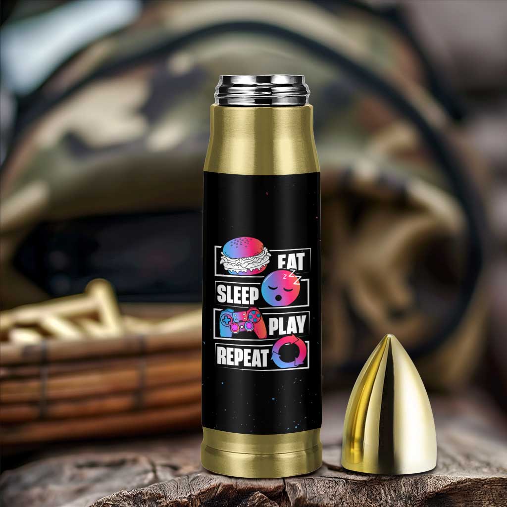 Personalized Gamer Bullet Tumbler Custom Name Eat Sleep Gaming Repeat