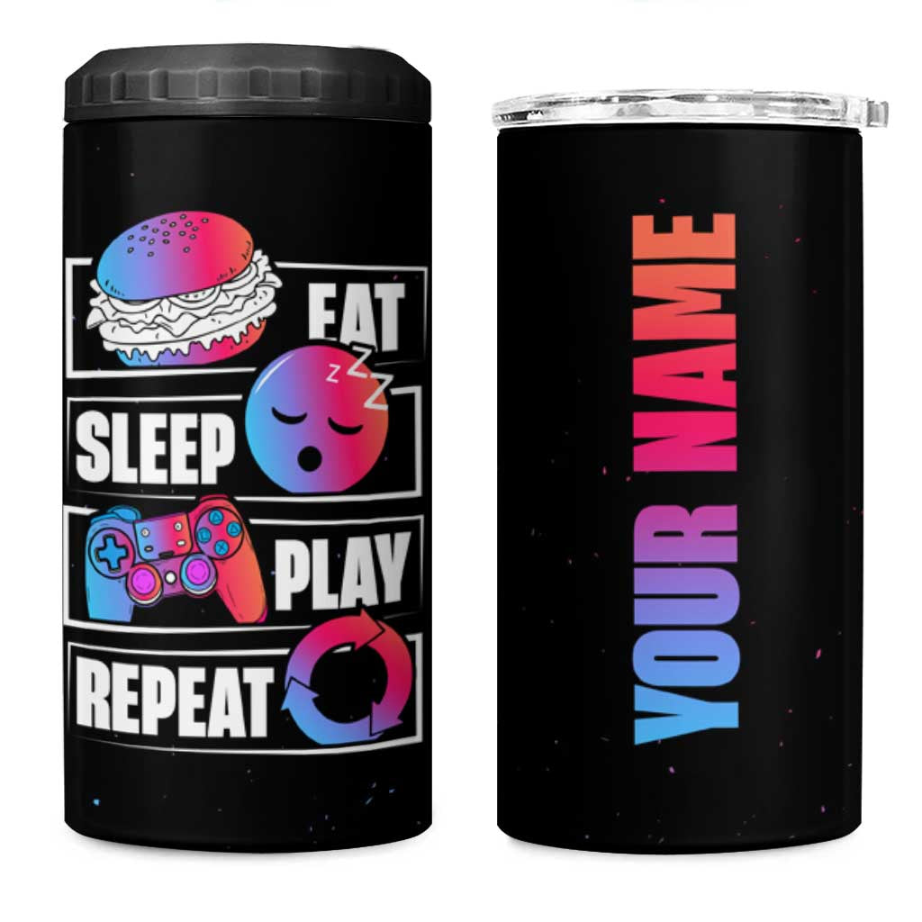 Personalized Gamer 4 in 1 Can Cooler Tumbler Custom Name Eat Sleep Gaming Repeat - Wonder Print Shop