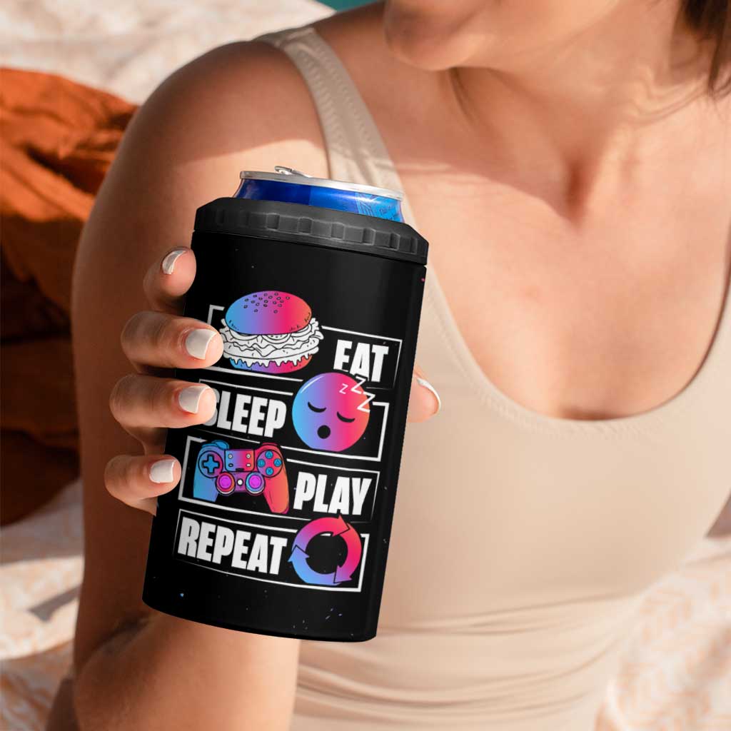 Personalized Gamer 4 in 1 Can Cooler Tumbler Custom Name Eat Sleep Gaming Repeat - Wonder Print Shop