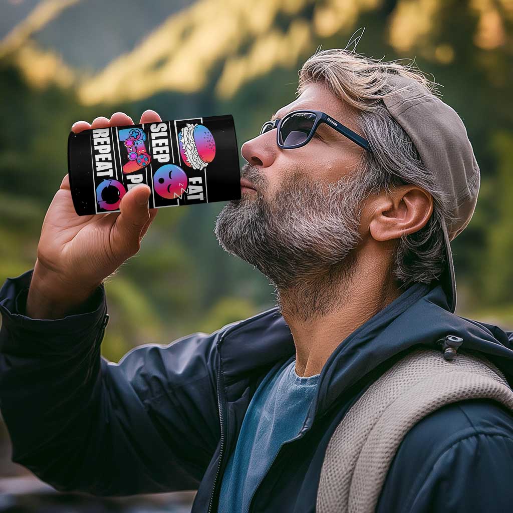 Personalized Gamer 4 in 1 Can Cooler Tumbler Custom Name Eat Sleep Gaming Repeat - Wonder Print Shop