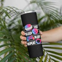 Personalized Gamer Skinny Tumbler Custom Name Eat Sleep Gaming Repeat - Wonder Print Shop