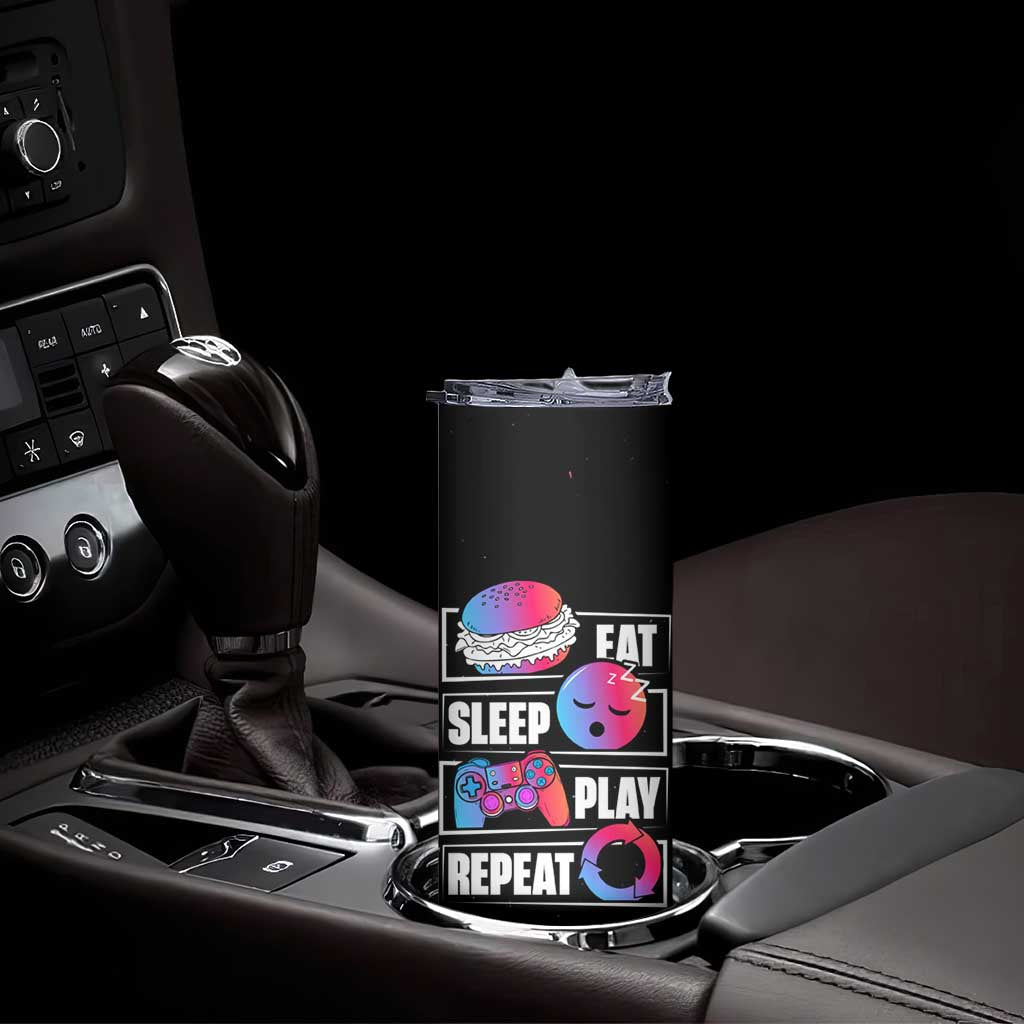 Personalized Gamer Skinny Tumbler Custom Name Eat Sleep Gaming Repeat - Wonder Print Shop