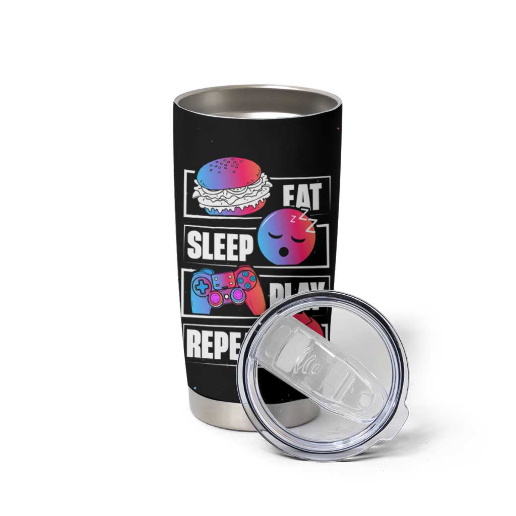 Personalized Gamer Tumbler Cup Custom Name Eat Sleep Gaming Repeat - Wonder Print Shop