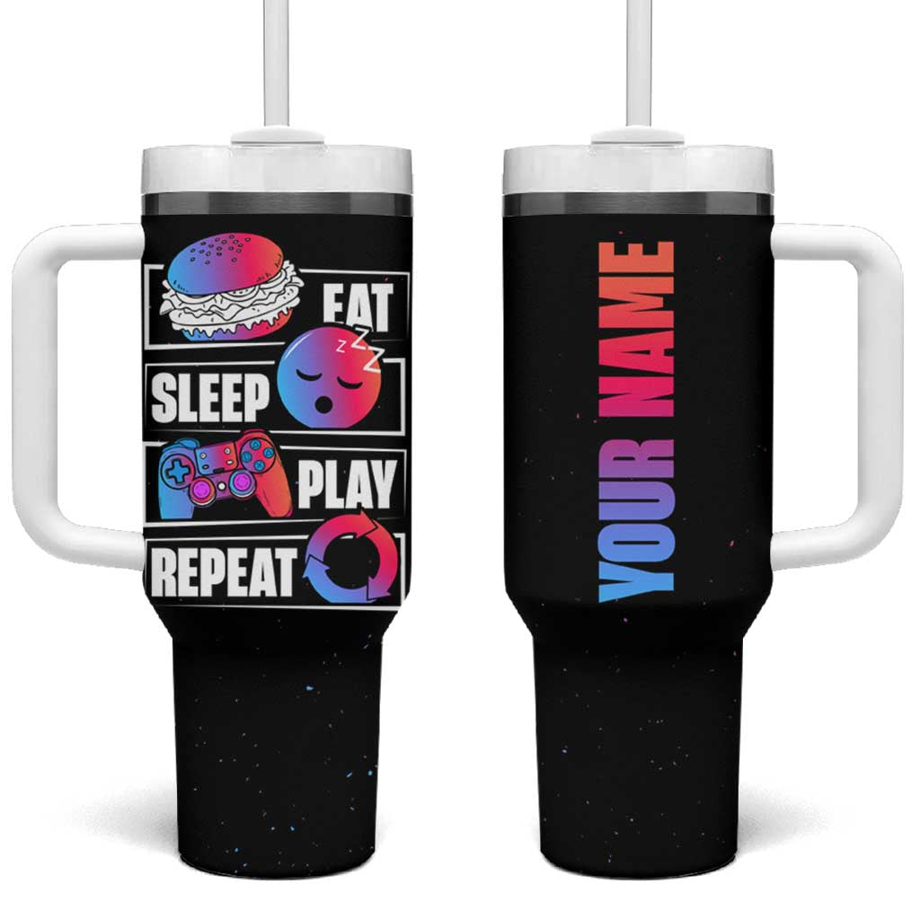Personalized Gamer Tumbler With Handle Custom Name Eat Sleep Gaming Repeat - Wonder Print Shop
