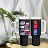 Personalized Gamer Tumbler With Handle Custom Name Eat Sleep Gaming Repeat - Wonder Print Shop