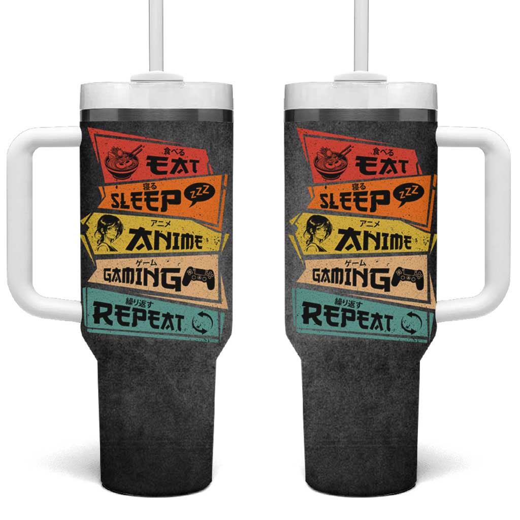 Funny Gamer Anime Lover Tumbler With Handle Eat Sleep Anime Gaming Repeat - Wonder Print Shop