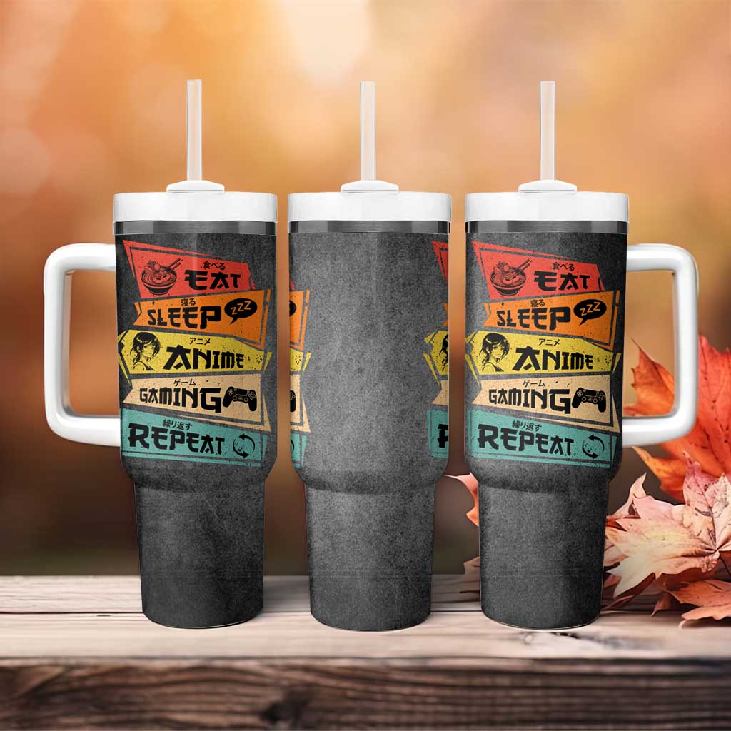 Funny Gamer Anime Lover Tumbler With Handle Eat Sleep Anime Gaming Repeat - Wonder Print Shop