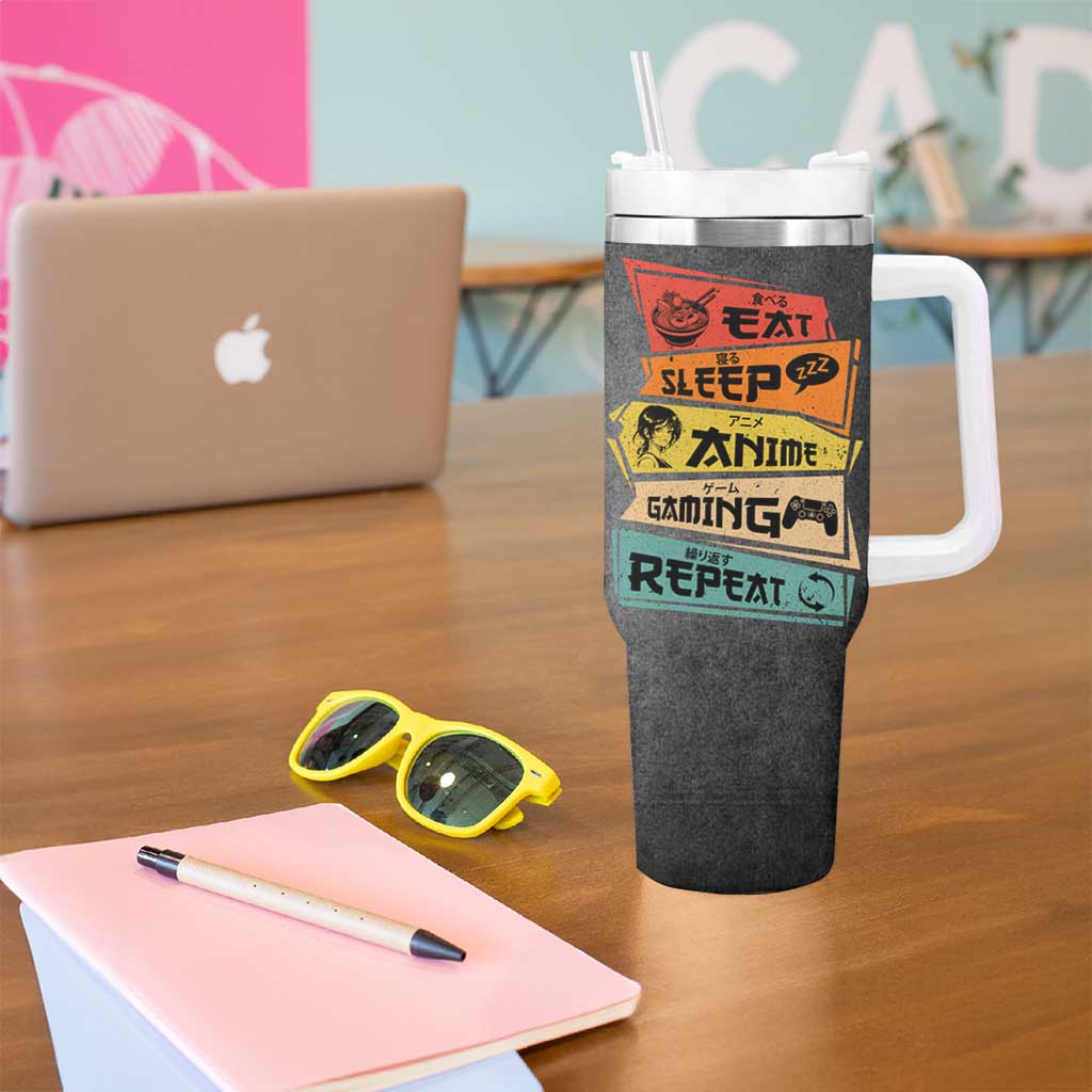 Funny Gamer Anime Lover Tumbler With Handle Eat Sleep Anime Gaming Repeat - Wonder Print Shop
