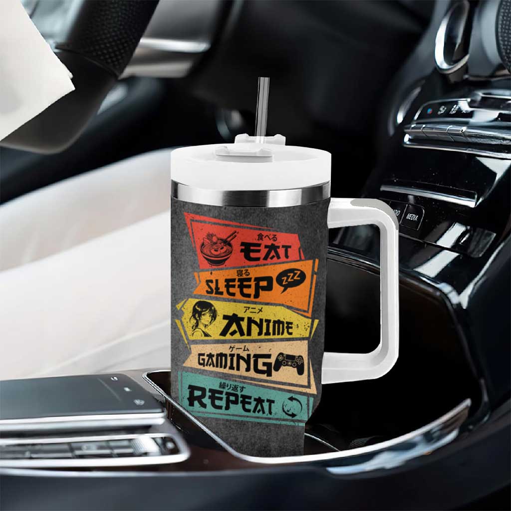 Funny Gamer Anime Lover Tumbler With Handle Eat Sleep Anime Gaming Repeat - Wonder Print Shop