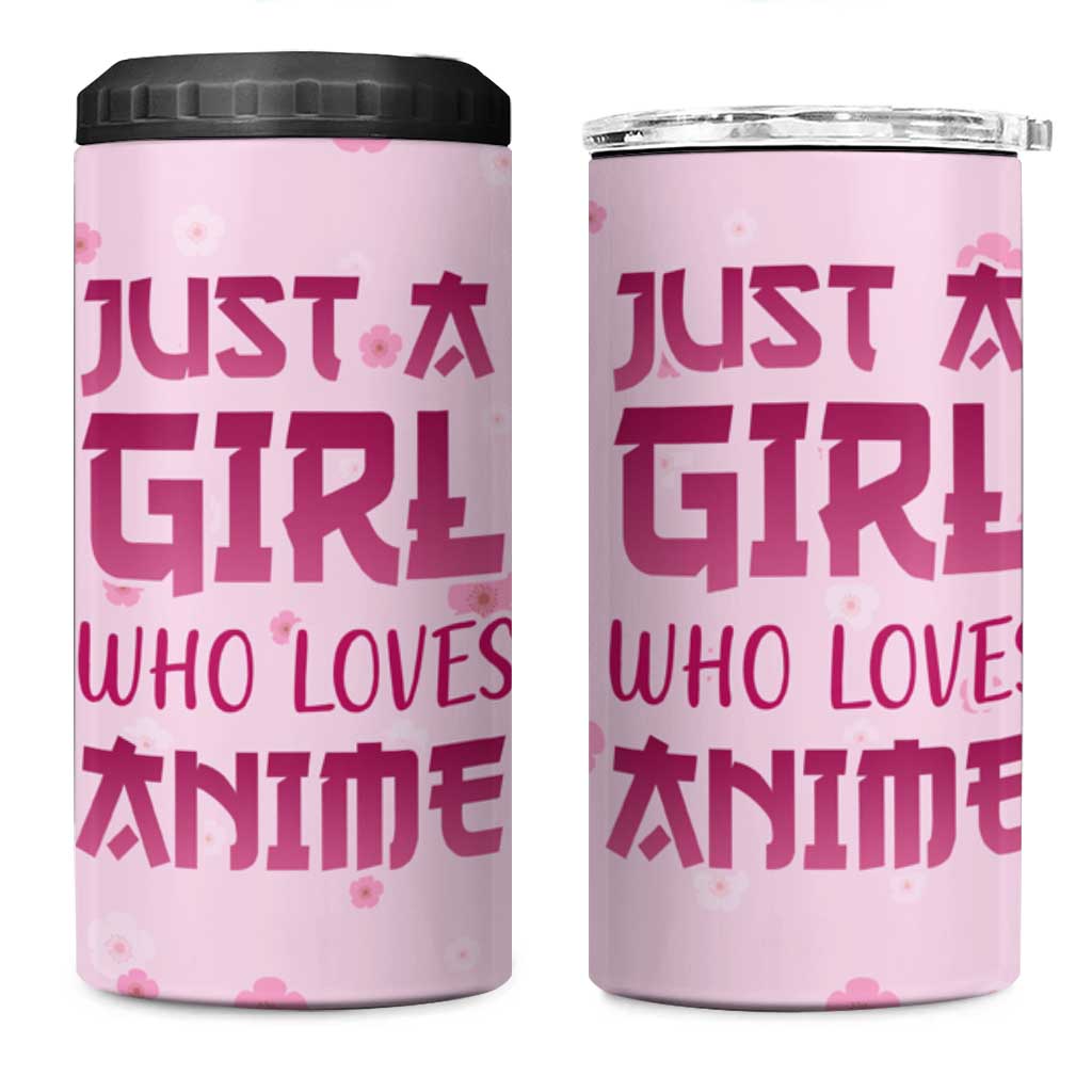 Anime Lover Gifts for Girls 4 in 1 Can Cooler Tumbler Just A Girl Who Loves Anime - Wonder Print Shop