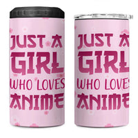 Anime Lover Gifts for Girls 4 in 1 Can Cooler Tumbler Just A Girl Who Loves Anime - Wonder Print Shop