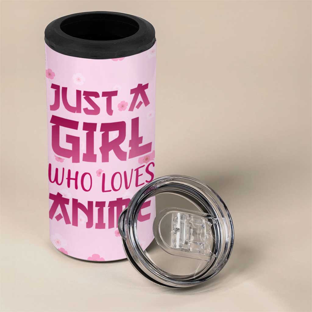 Anime Lover Gifts for Girls 4 in 1 Can Cooler Tumbler Just A Girl Who Loves Anime - Wonder Print Shop