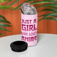 Anime Lover Gifts for Girls 4 in 1 Can Cooler Tumbler Just A Girl Who Loves Anime - Wonder Print Shop