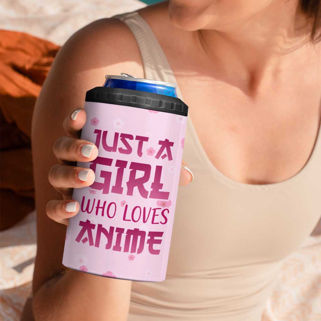 Anime Lover Gifts for Girls 4 in 1 Can Cooler Tumbler Just A Girl Who Loves Anime - Wonder Print Shop