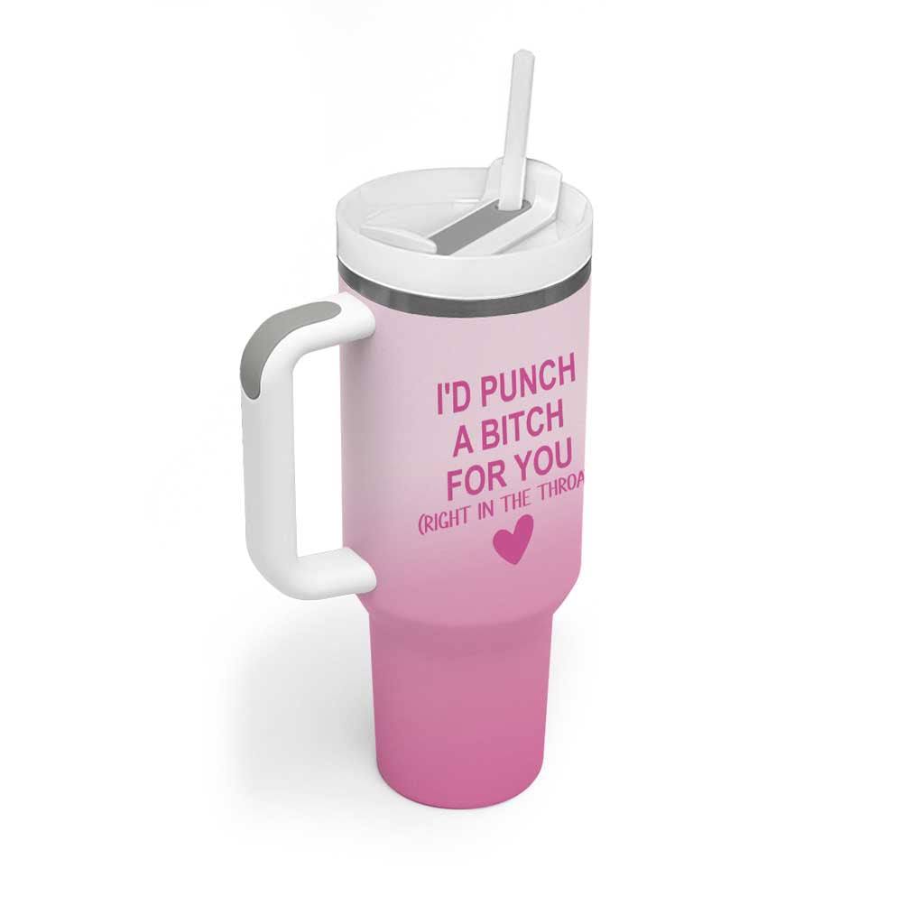 Funny Gifts for Friends Tumbler With Handle I'd Punch A Bitch For You - Wonder Print Shop