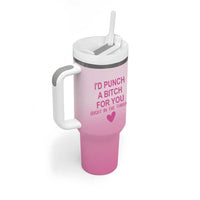 Funny Gifts for Friends Tumbler With Handle I'd Punch A Bitch For You - Wonder Print Shop