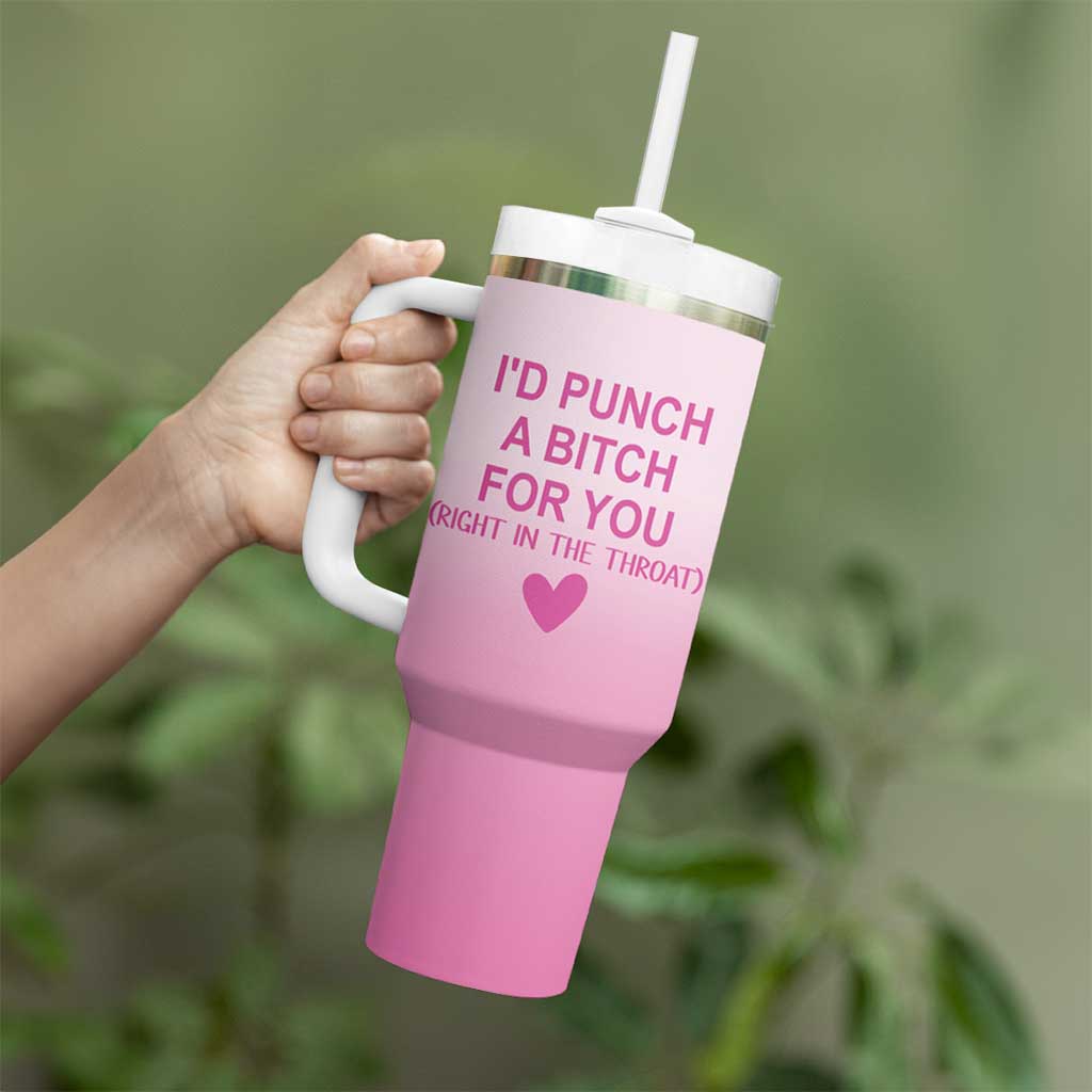 Funny Gifts for Friends Tumbler With Handle I'd Punch A Bitch For You - Wonder Print Shop