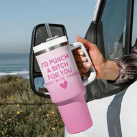 Funny Gifts for Friends Tumbler With Handle I'd Punch A Bitch For You - Wonder Print Shop
