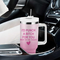 Funny Gifts for Friends Tumbler With Handle I'd Punch A Bitch For You - Wonder Print Shop