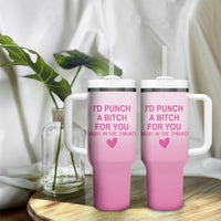 Funny Gifts for Friends Tumbler With Handle I'd Punch A Bitch For You - Wonder Print Shop