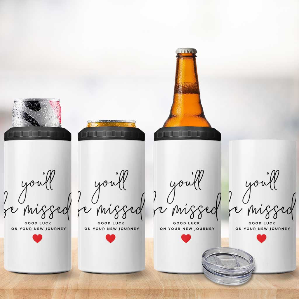 Farewell Gift for Coworker 4 in 1 Can Cooler Tumbler You'll Be Mised Good Luck - Wonder Print Shop