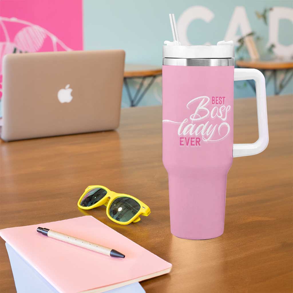 Gifts for Female Boss Tumbler With Handle Best Boss Lady Ever - Wonder Print Shop