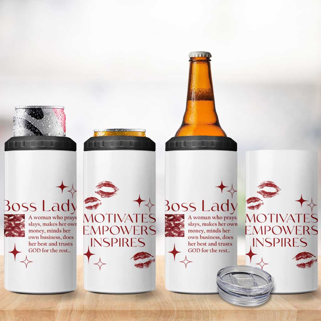 Best Boss Gifts for Women 4 in 1 Can Cooler Tumbler Boss Lady Definition Motivates Empowers Inspires - Wonder Print Shop