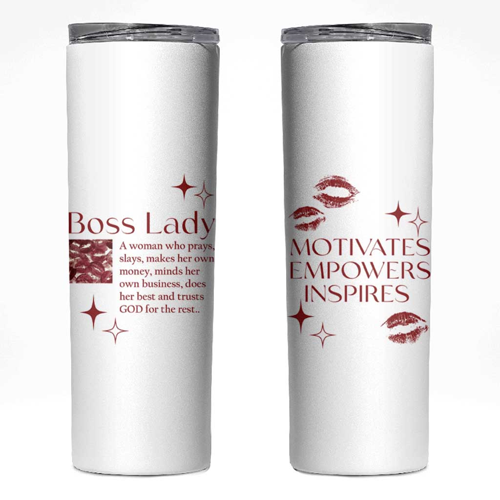 Best Boss Gifts for Women Skinny Tumbler Boss Lady Definition Motivates Empowers Inspires - Wonder Print Shop