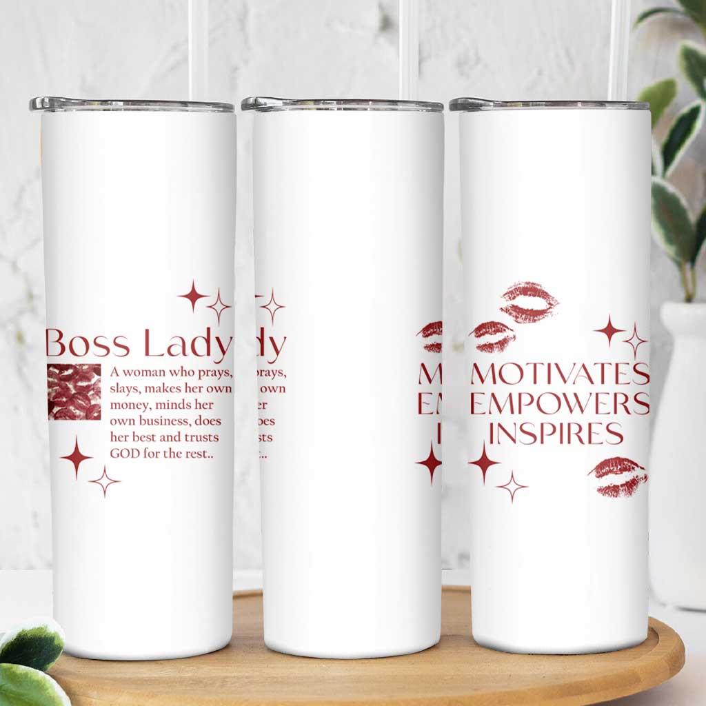 Best Boss Gifts for Women Skinny Tumbler Boss Lady Definition Motivates Empowers Inspires - Wonder Print Shop
