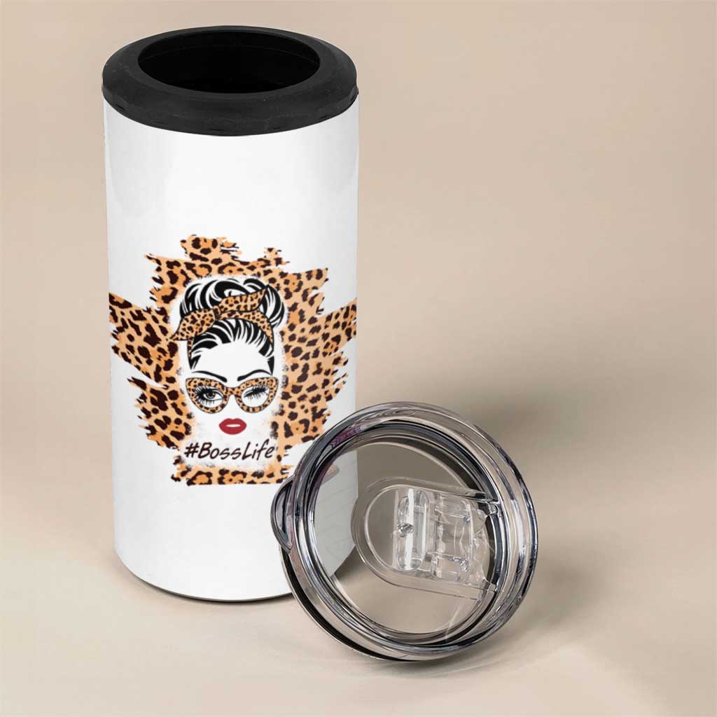 Best Boss Gifts for Women 4 in 1 Can Cooler Tumbler Boss Lady Life Leopard - Wonder Print Shop