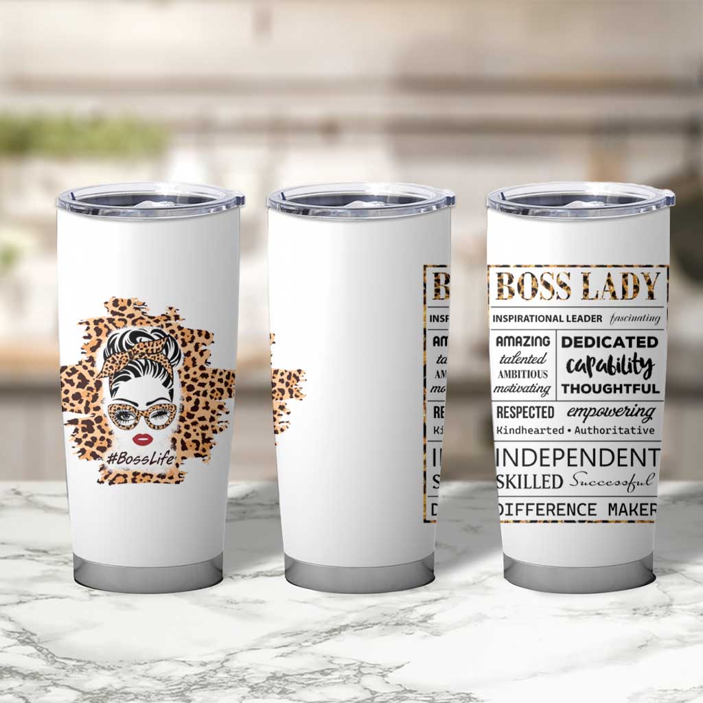 Best Boss Gifts for Women Tumbler Cup Boss Lady Life Leopard - Wonder Print Shop