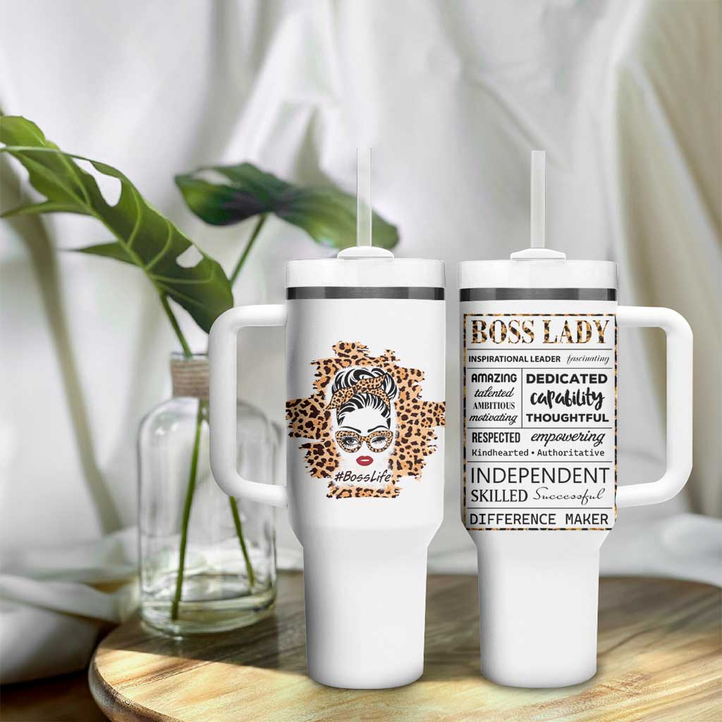 Best Boss Gifts for Women Tumbler With Handle Boss Lady Life Leopard - Wonder Print Shop