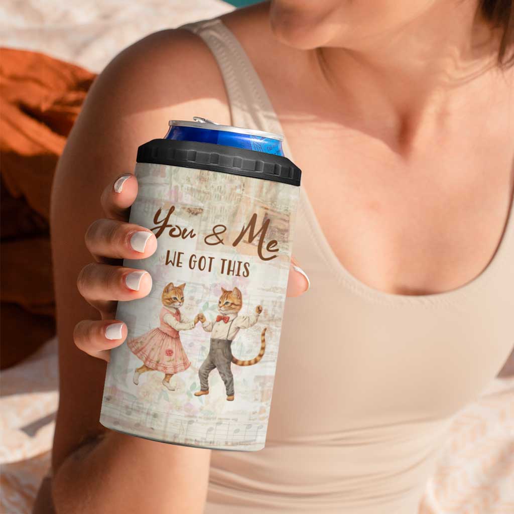 Cute Couple 4 in 1 Can Cooler Tumbler You And Me We Got This Vintage Cats