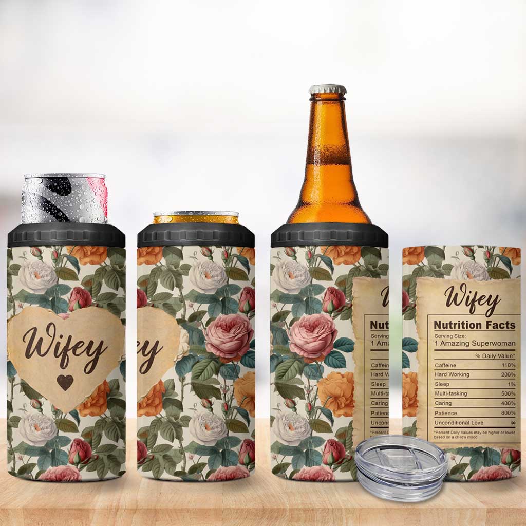 Valentines Day Gifts for Her 4 in 1 Can Cooler Tumbler Best Wife Ever