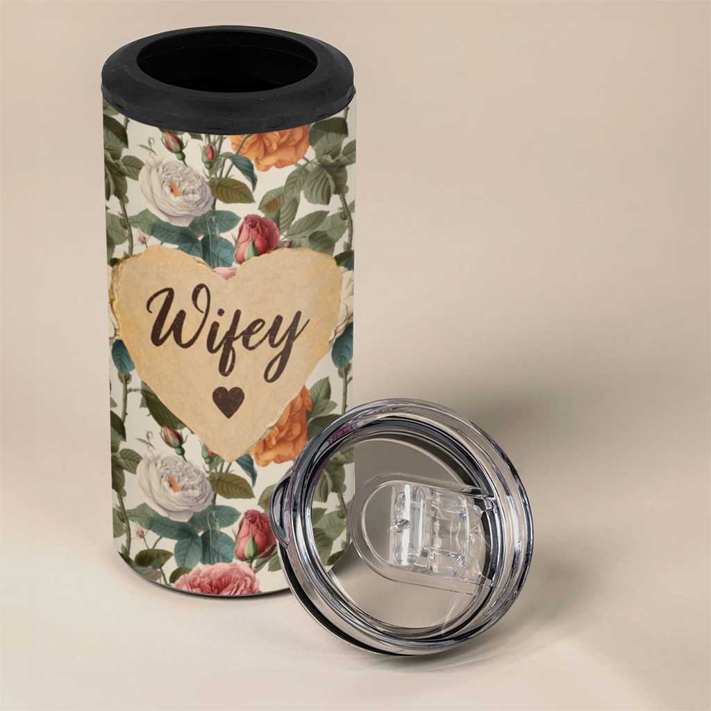 Valentines Day Gifts for Her 4 in 1 Can Cooler Tumbler Best Wife Ever