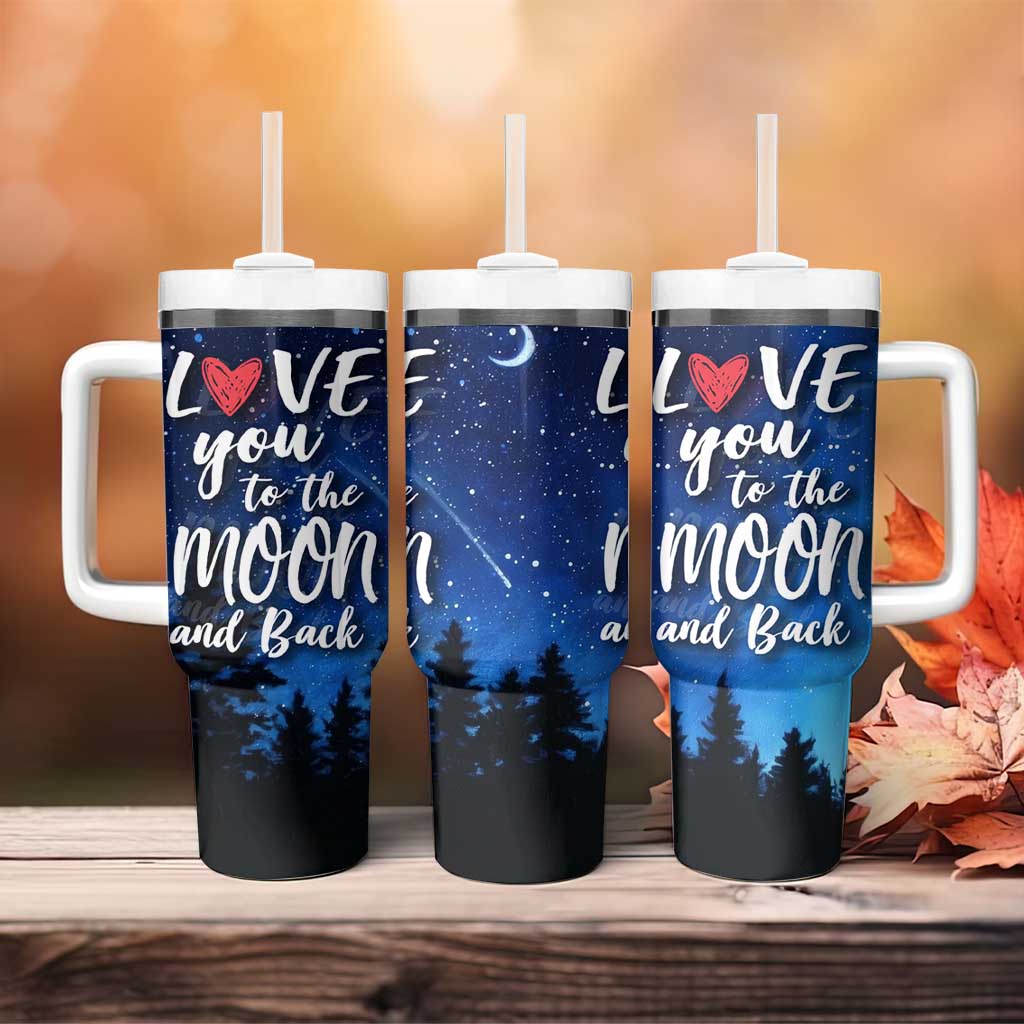 Romantic Gift for Couple Tumbler With Handle Love You To The Moon And Back