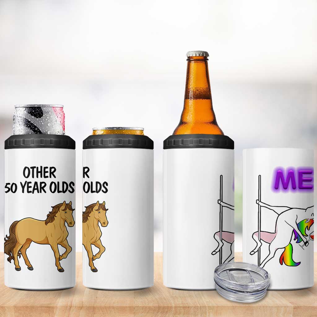 50th Birthday 4 in 1 Can Cooler Tumbler Funny Dancing Unicorn 1976 Other 50 Year Olds
