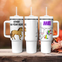 50th Birthday Tumbler With Handle Funny Dancing Unicorn 1976 Other 50 Year Olds