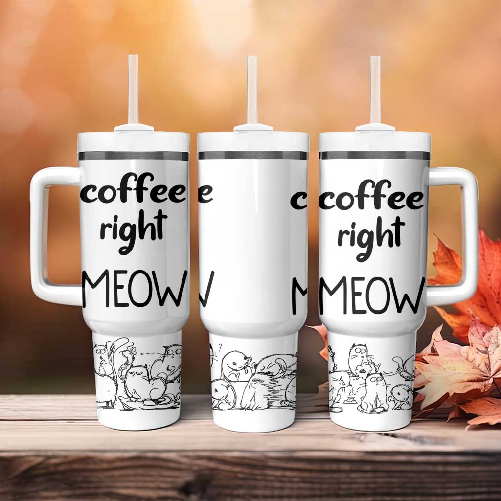 Funny Cat Coffee Tumbler With Handle Coffee Right Meow! Gifts For Kitty Lovers - Wonder Print Shop