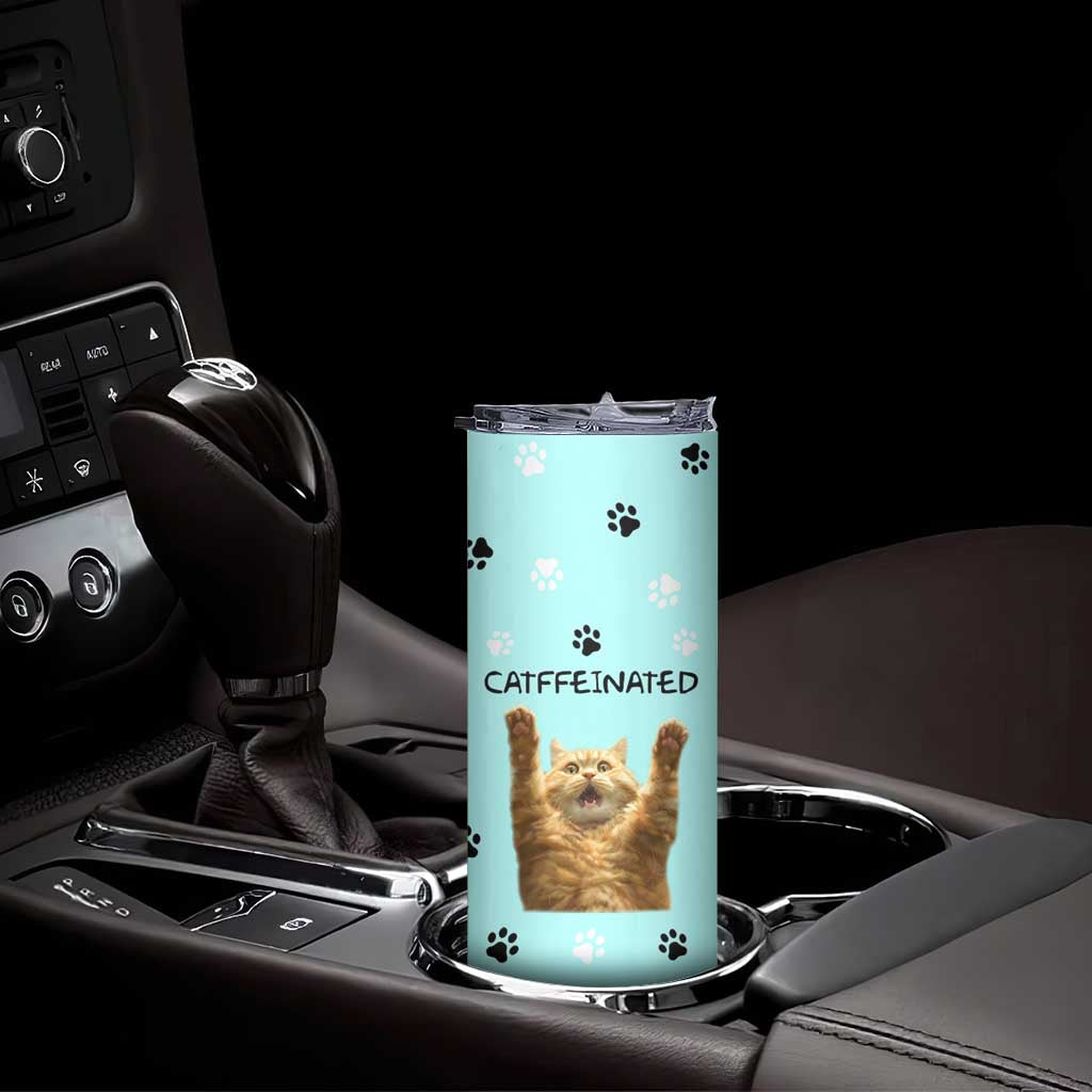 Cute Cat Coffee Skinny Tumbler Catffeinated Decaf Coffee Mug - Wonder Print Shop