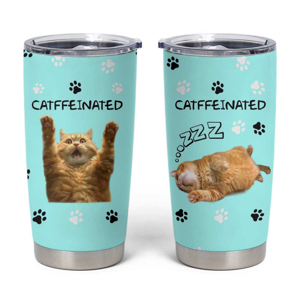 Cute Cat Coffee Tumbler Cup Catffeinated Decaf Coffee Mug - Wonder Print Shop