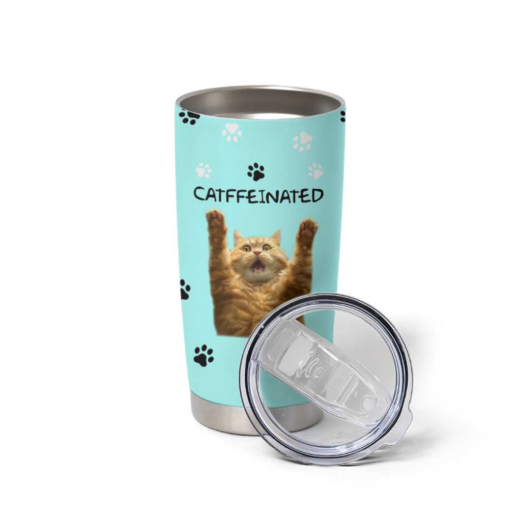 Cute Cat Coffee Tumbler Cup Catffeinated Decaf Coffee Mug - Wonder Print Shop