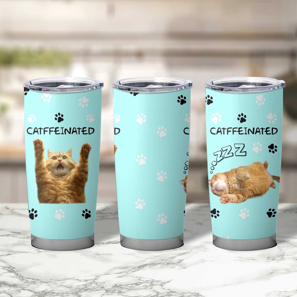 Cute Cat Coffee Tumbler Cup Catffeinated Decaf Coffee Mug - Wonder Print Shop